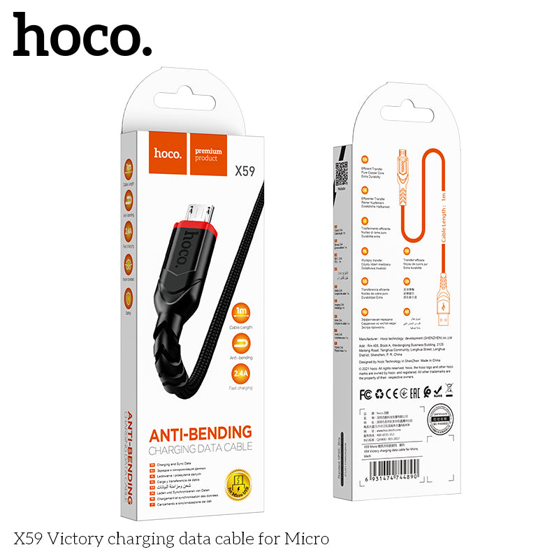 HOCO X59 Victory charging data cable for Micro black