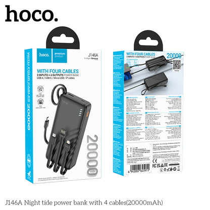 J146A Night tide 20000mAh with 4 cables power bank