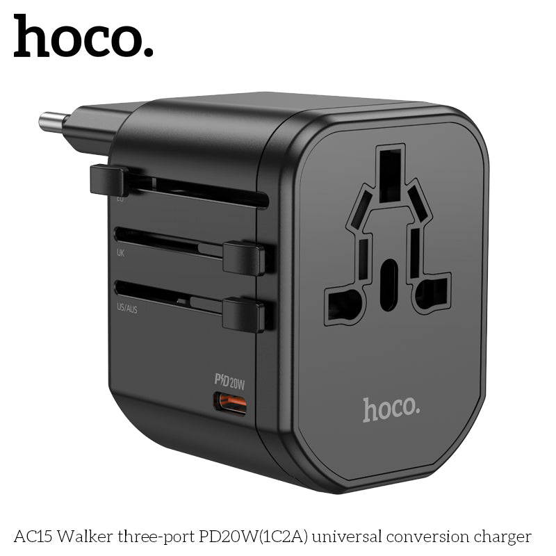 HOCO AC15 Walker three-port PD20W(1C2A) universal conversion charger