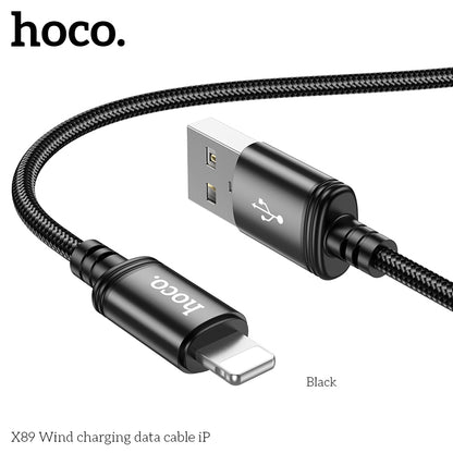 Hoco X89 Wind charging data cable iP - Black
