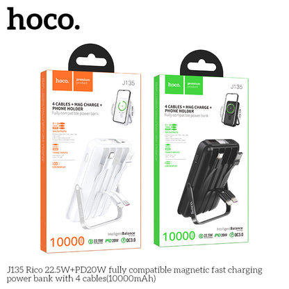 J135 Rico 22.5W+PD20W 10000mAh Magsafe + 4 Cables + Stand fast charging power bank - Black